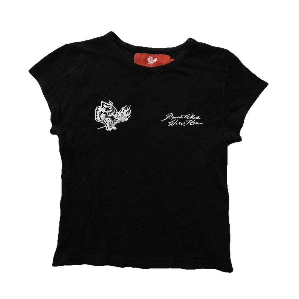 Darc Sport X Civil Regime Roses While We're Here Baby Tee Women's Small Black